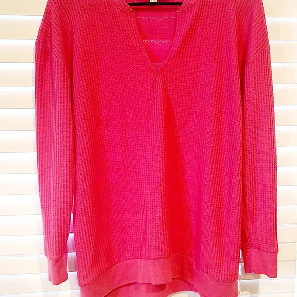 LOFT Waffle Split Neck Tunic Top - Picture 2 of 7